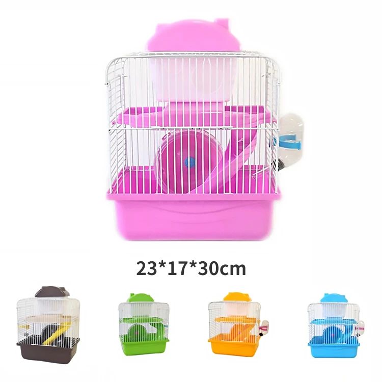 Hot Sales Portable Pet Bird Golden Hamster Cage House Travel Carrier Feeding Bowl With Running Wheel