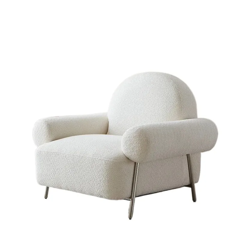 

Cream style single sofa Nordic modern simple living room balcony white leisure light luxury Internet celebrities