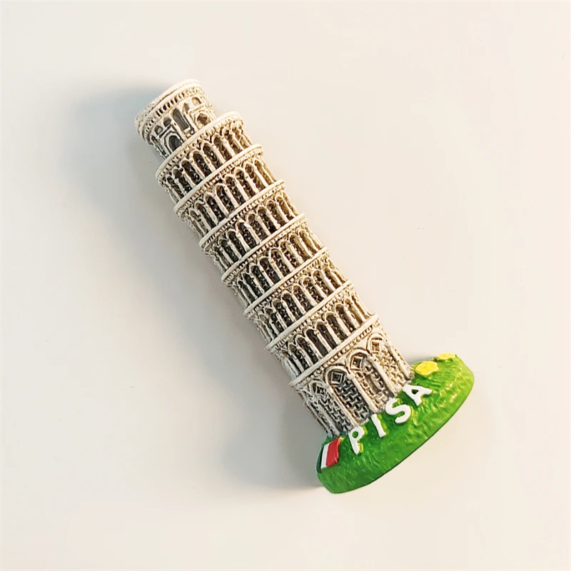 إيطاليا، توسكانا، برج لينينغ بيسا، مجسم ثلاثي الأبعاد، هدايا تذكارية للسياحة، لوحة من الراتنج، ديكور منزلي، مغناطيس الثلاجة #2