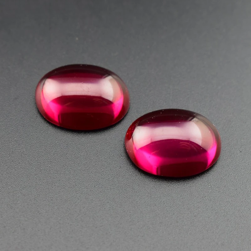 Ruby Cabochon Smooth Polished Surface Oval Shape Blood-red 5# Corundum Flat Back Multiple Sizes to Choose