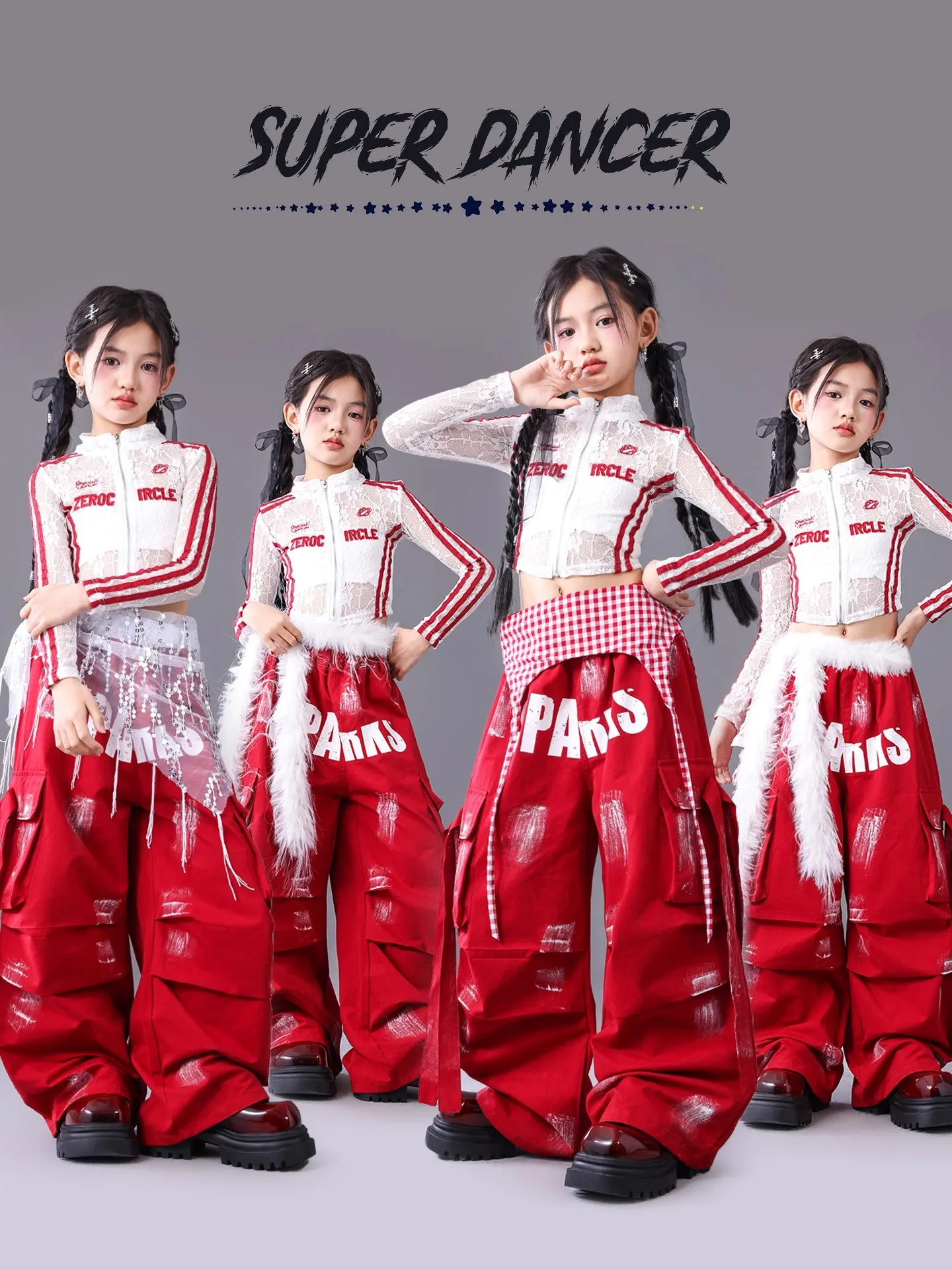 

Cool Faionable Jazz Dance Outfit for Girls Children's Performance Costume Trendy ow Suit Jazz Set for Kids
