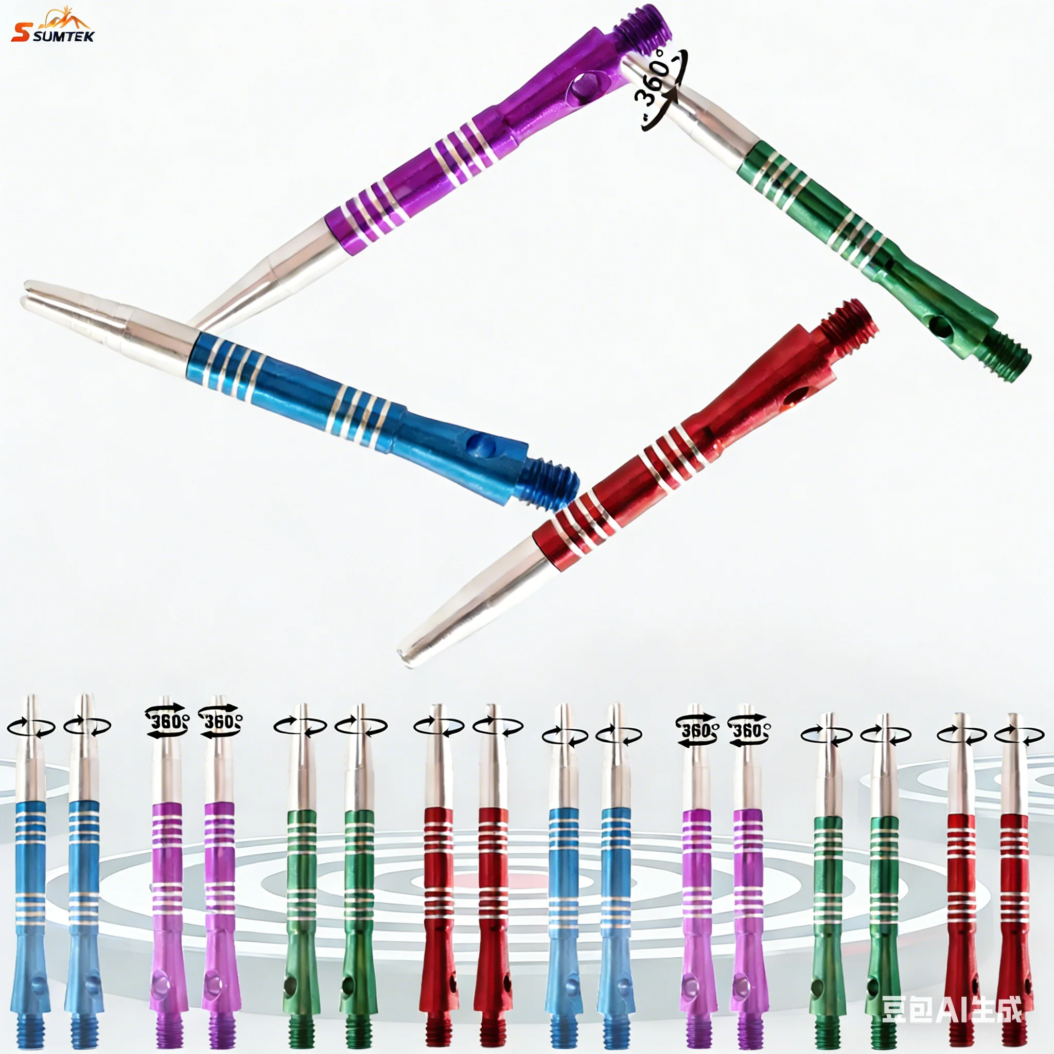 

360° Spinner Dart Flight Shafts Interchangeable Heavy-Duty Aluminum Alloy Darts Accessories Options for Precision Throwing