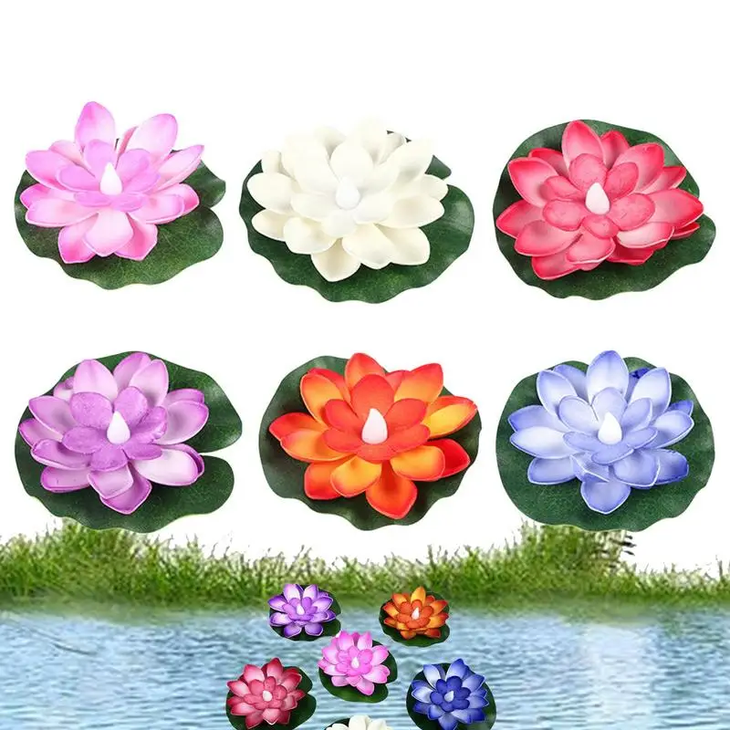 

6pcs Led Float Light Flower Lotus Pool Lamp Powered LED Flower Light Floating Fountain Pond Pool Lamp Floating Flower Lights