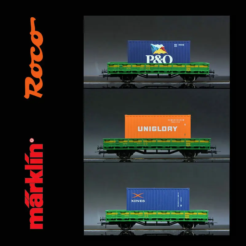 ROCO Train Model HO 1/87 Flatbed Car MARKLIN Container Multiple Models Available Set Disassembled for Sale