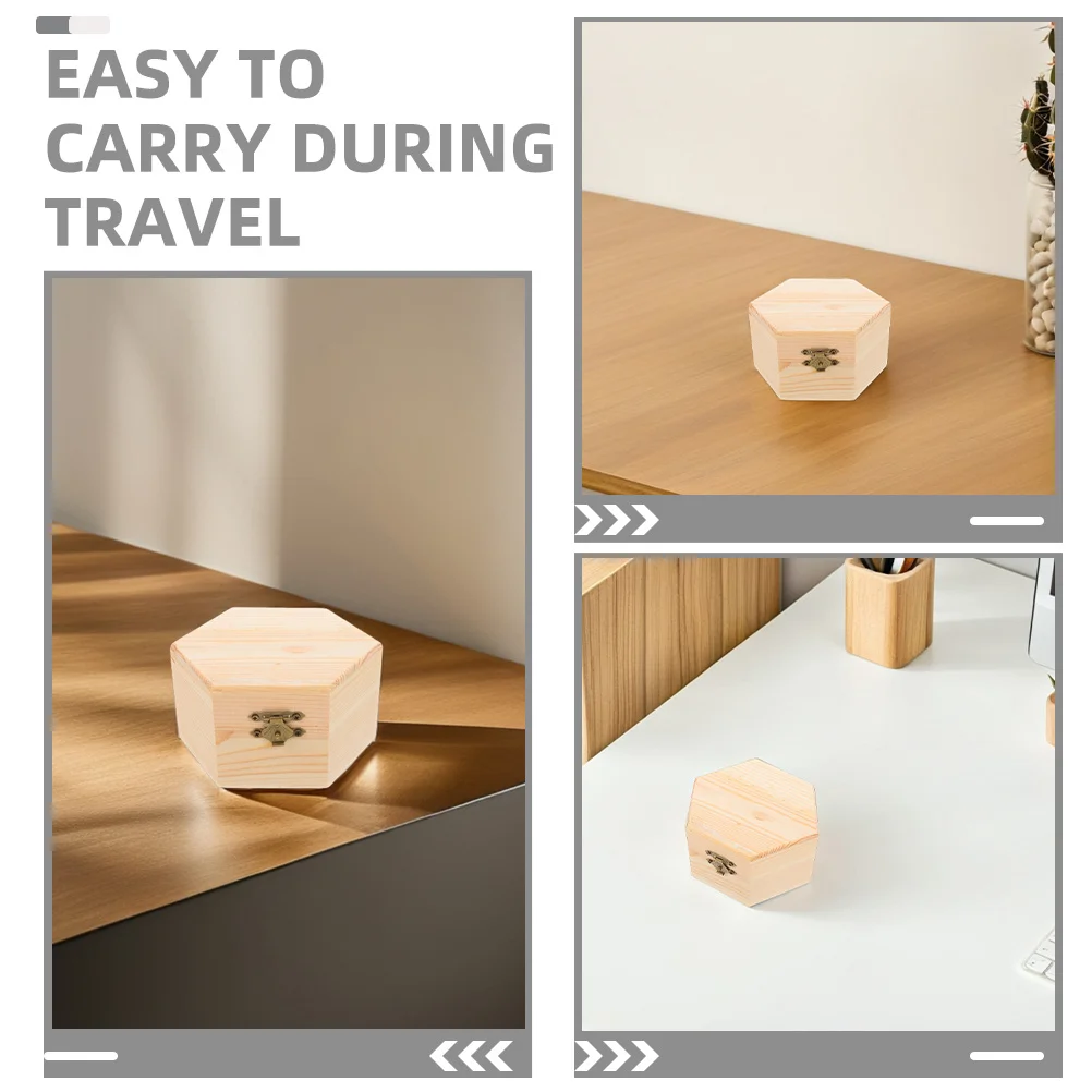 2 قطعة صندوق مجوهرات خشبي صغير لم تنته صندوق تخزين الحرفية خمر حلية المنظم للمنزل متجر السفر Diy بها بنفسك مجوهرات خشب الصنوبر #3