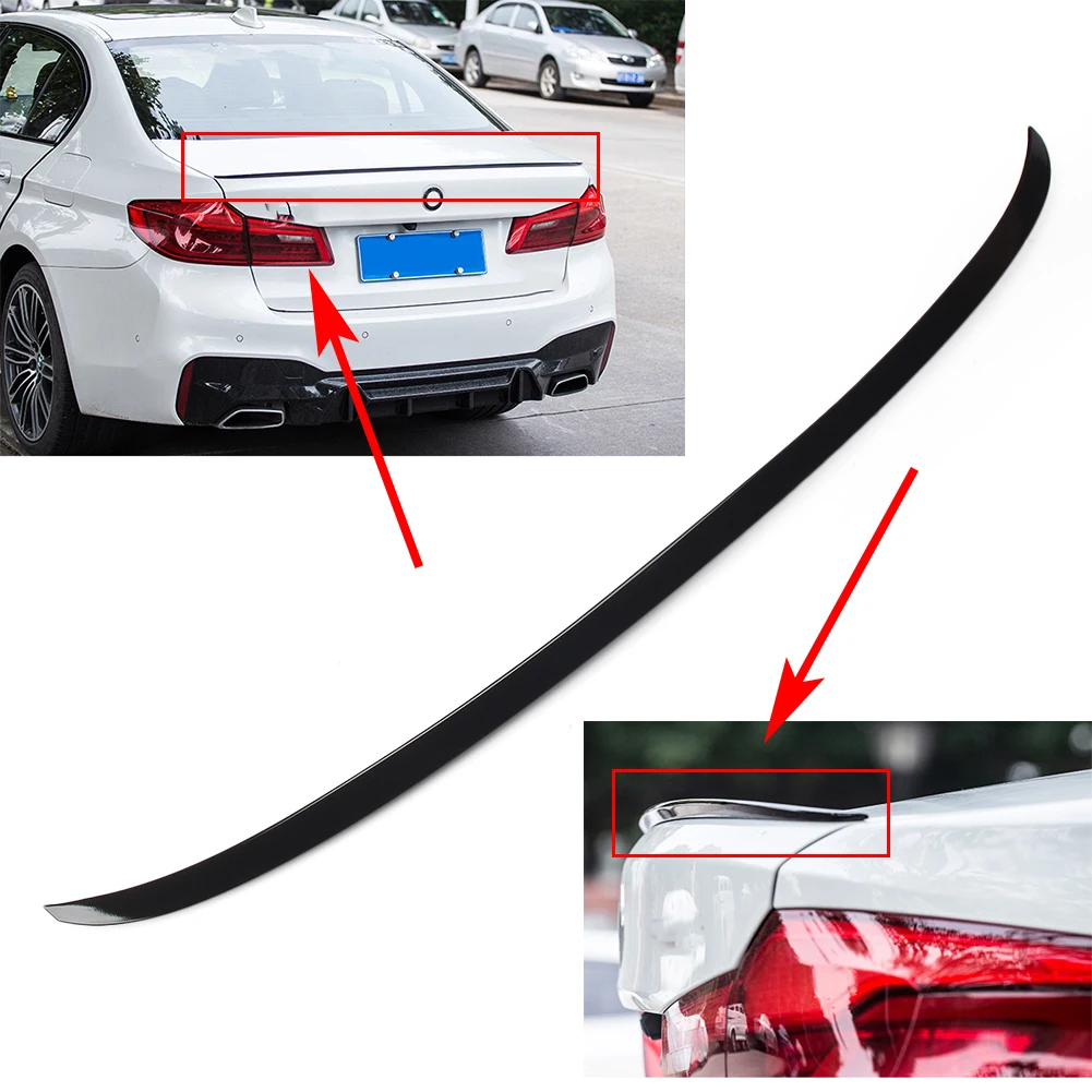 Car Rear Trunk Spoiler Lip Trim M5 Style Cover For BMW 5 Series G30 Saloon 520i 530i 540i M5 2017 2018 2019 Gloss Black ABS