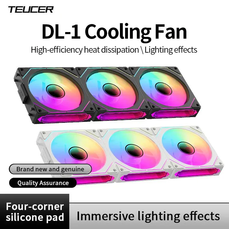 Teucer 12cm Silent PWM Control Fan 5V 3Pin ARGB with AURA SYNC 4Pin Chassis Fan for PC Case Water Cooling