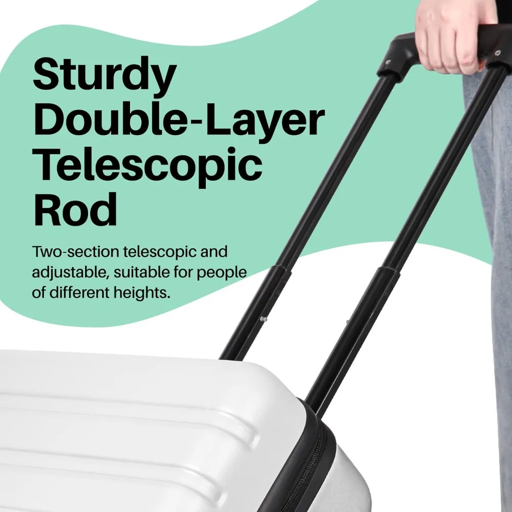 Equipaje rígido de ABS liviano con USB, ruedas, cerradura TSA - Maleta grande blanca de 28 pulgadas para viajes