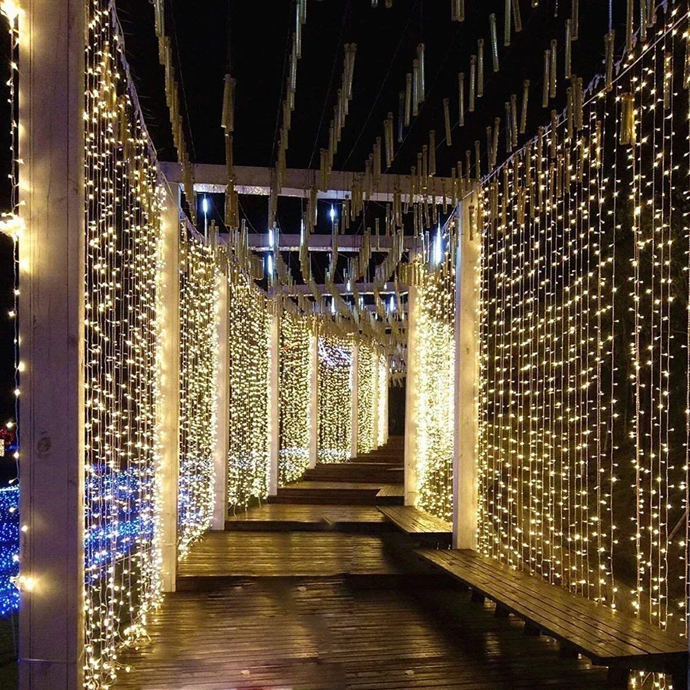 3M-80M Christmas Decoration 2027 Led Icicle Curtain Fairy String Lights Chain Garland Outdoor For Wedding Home Room Patio Party