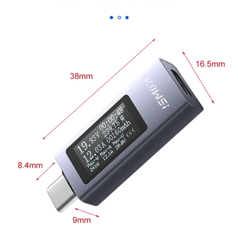 Probador tipo C DC 4-30V 0-12A voltímetro Digital, amperímetro, medidor de corriente de voltaje, Detector de amperímetro, indicador de cargador de