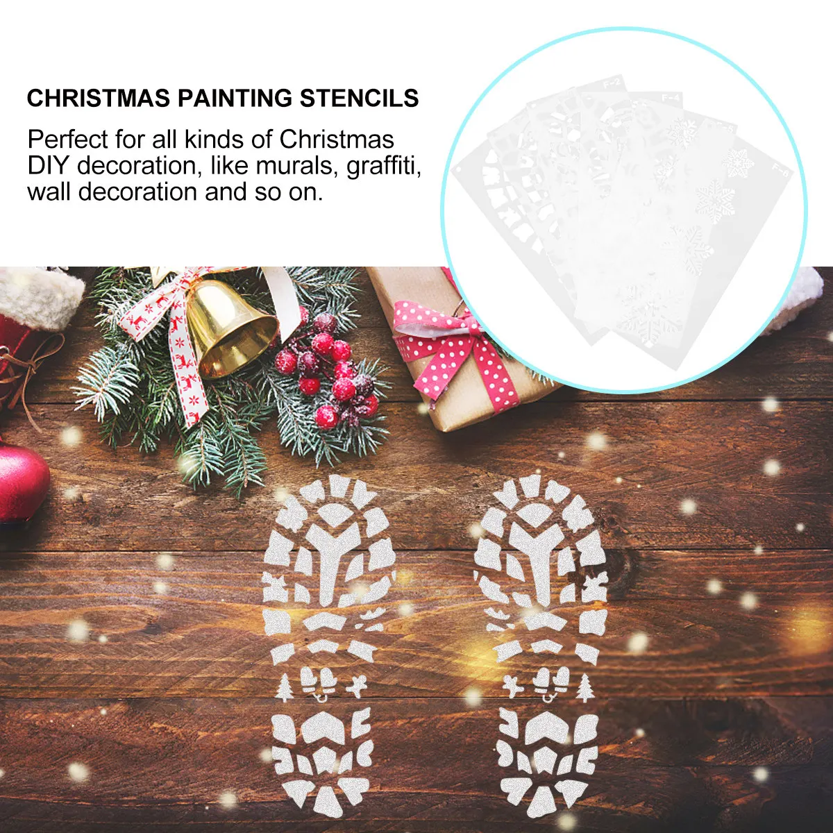 10Pcs Christmas Snowflake Stencils Creative Drawing Templates DIY Decoration Hollow Out Graffiti Mural Wall Art