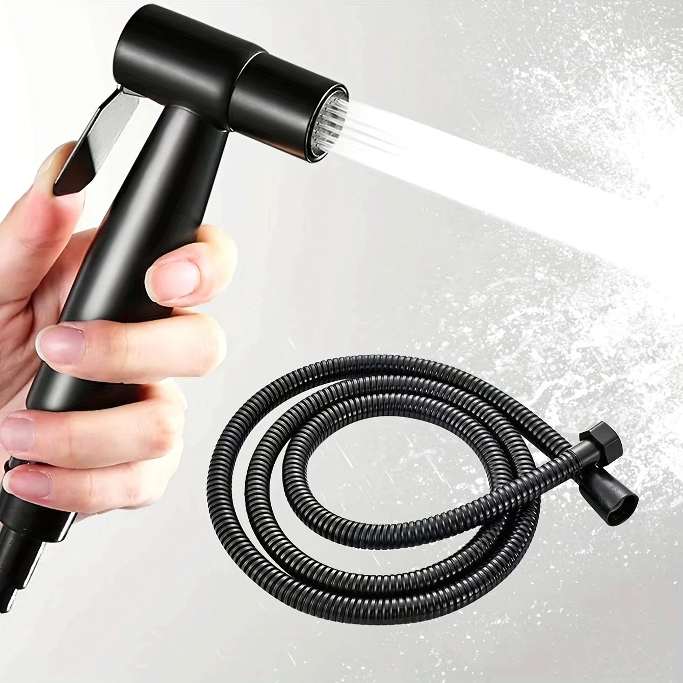 

A set of black 304 spray gun+59.06 inch black encrypted stainless steel sanitary cleaning nozzle