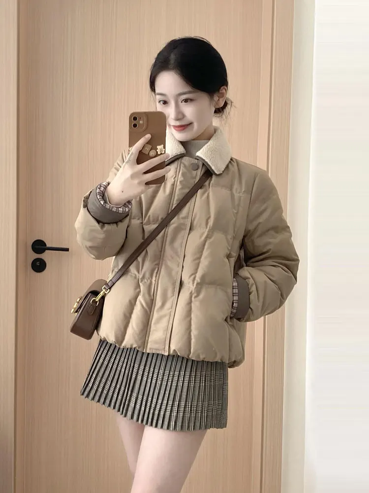 

Women's ort Puffer Jaet Thiened Warm Bread Sle Retro Collar Winter Outerwear Casual Commute Sle Straight Cut Long S...