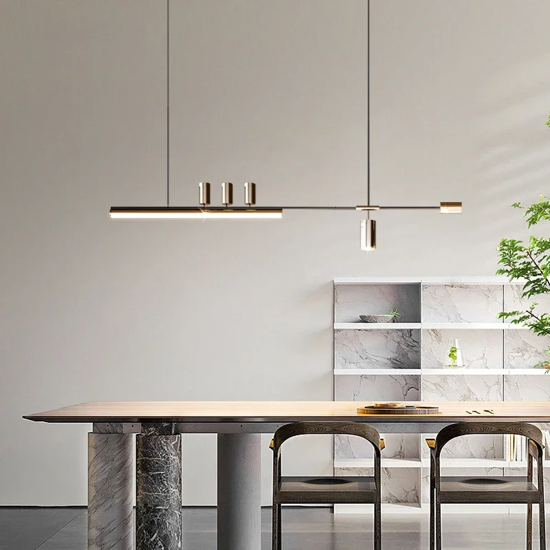 Modern Minimalist Restaurant Pendant Light Luxury Simple Nordic Bar Table Spotlight Designer Creative Straight Strip Chandelier