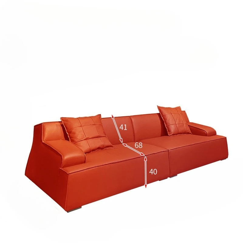 

Full leather sofa, first layer cowhide living room three person Italian minimalist