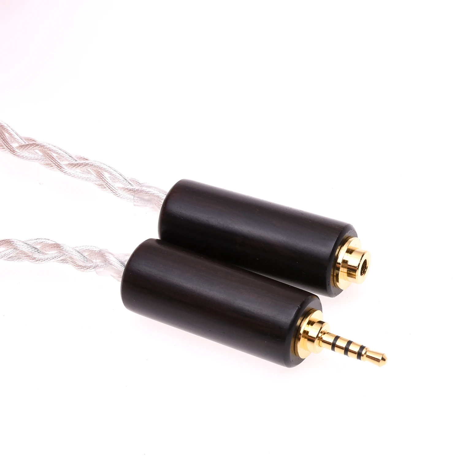 シルバーメッキヘッドフォンエクステンションケーブル、木製、rs、オスからメス、バランス、4コア、6n、occクリスタル