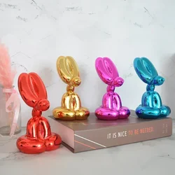 Modern Balloon Rabbit Plating Sculpture Living Room Decoration Crafts Rabbit Figure Sculptures and Figurines Home Decor Luxury