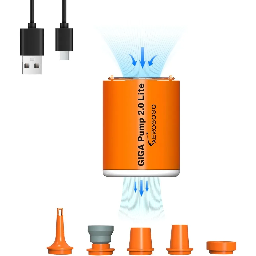 

Портативный воздушный насос для надувных лодок, мини-насос для надувного матраса на 4 кПа с подсветкой для кемпинга, перезаряжаемый насос на аккумуляторе 1300 мАч/