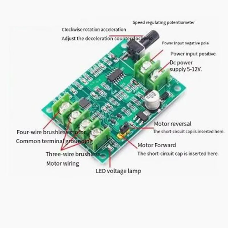 7V 12V Brushless DC Motor Driver Controller Board with Reverse Voltage Over Current Protection for Hard Drive Motor 3/4 Wire