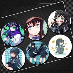 Cute Anime Character Muichiro Tokito Button Pin Cartoon Cosplay Badge Tinplate Brooch Bag Hat Accessories Fans Collect Gifts