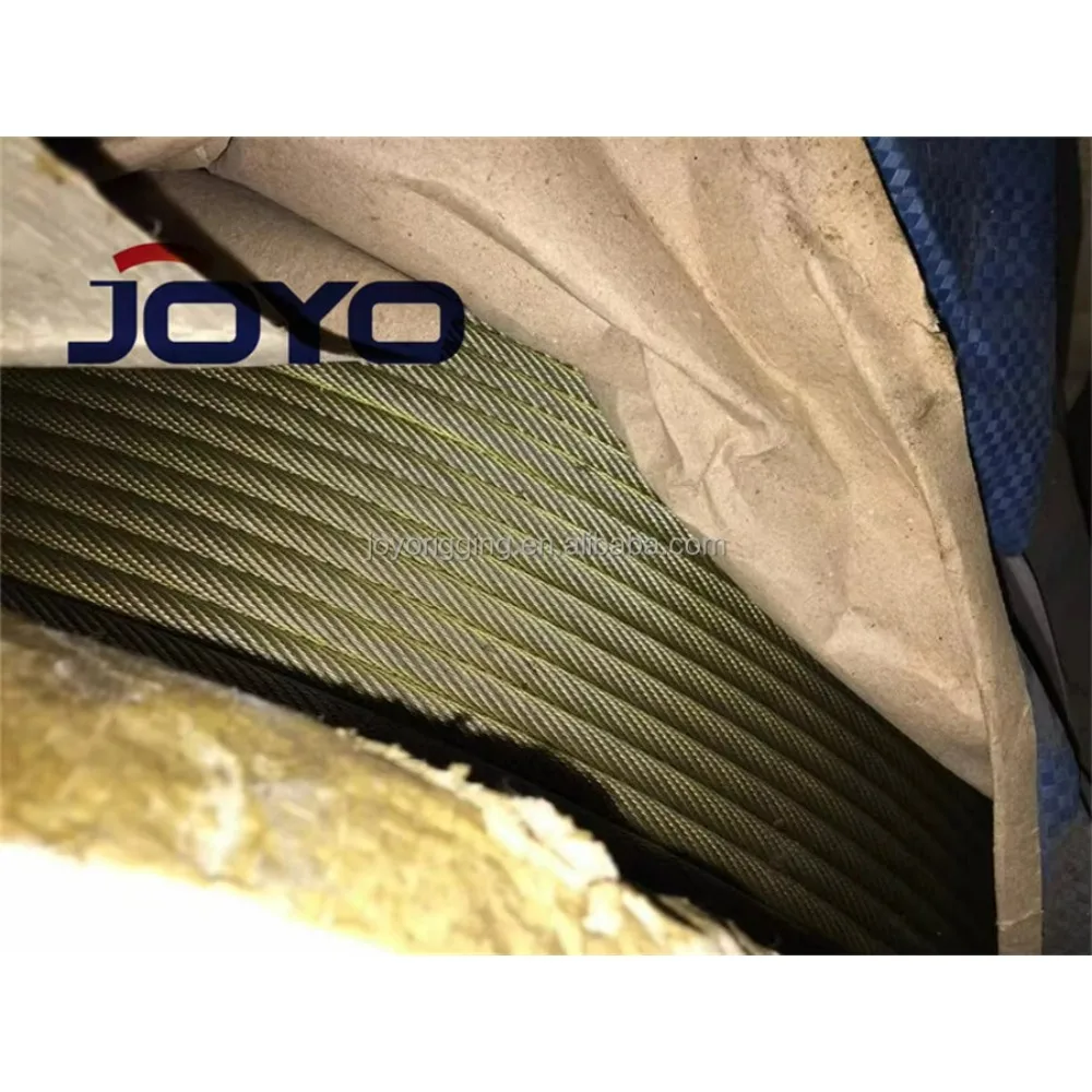 Cavo di sollevamento in acciaio per ascensore di alta qualità 8X19S + FC (nucleo di iuta) Cavo di sollevamento durevole lubrificato giallo da 12 mm per uso industriale