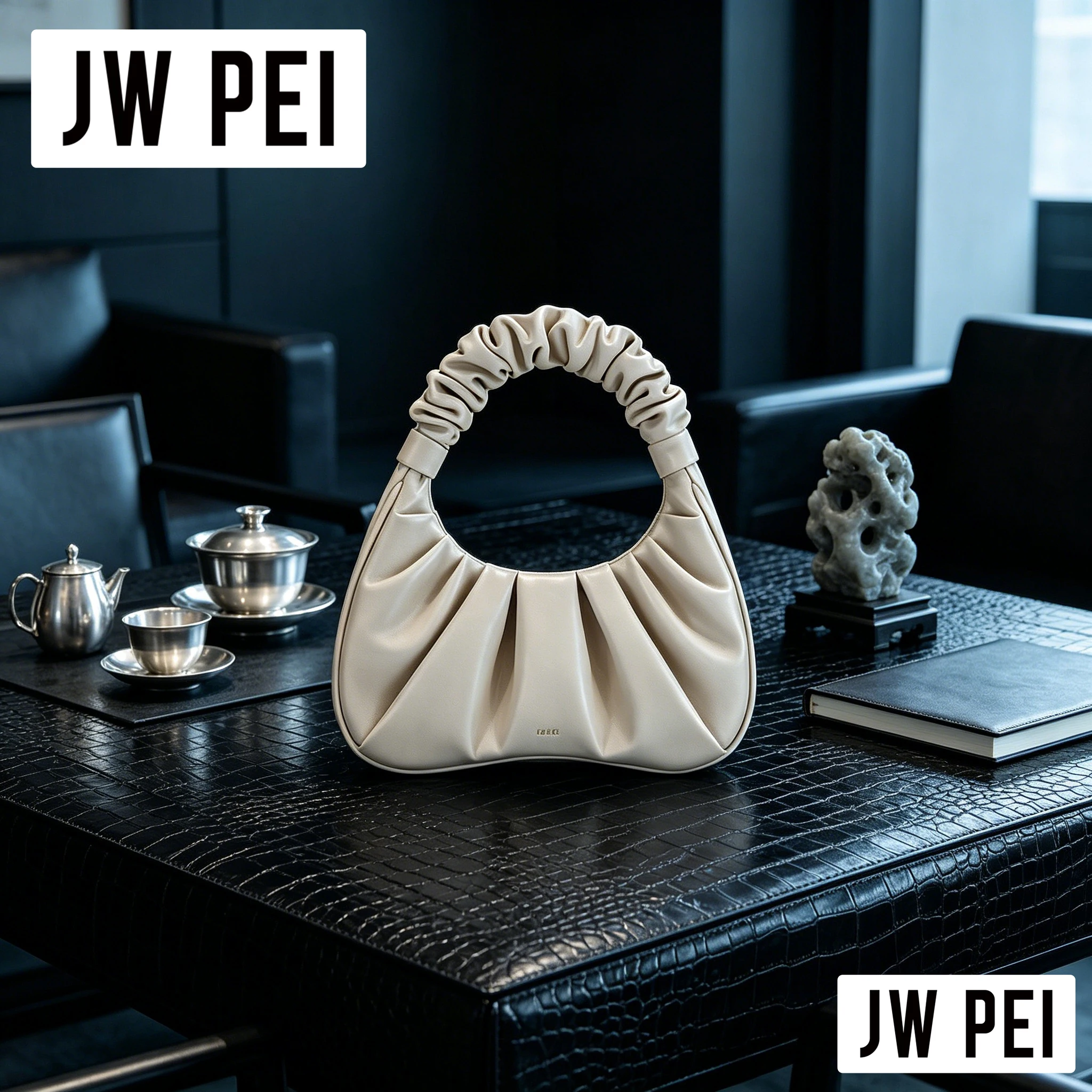 Lightweight JW PEI Ruched Cloud Hobo Bag Women Pleated Soft Leather No Pressure Underarm Designer Shoulder Purse