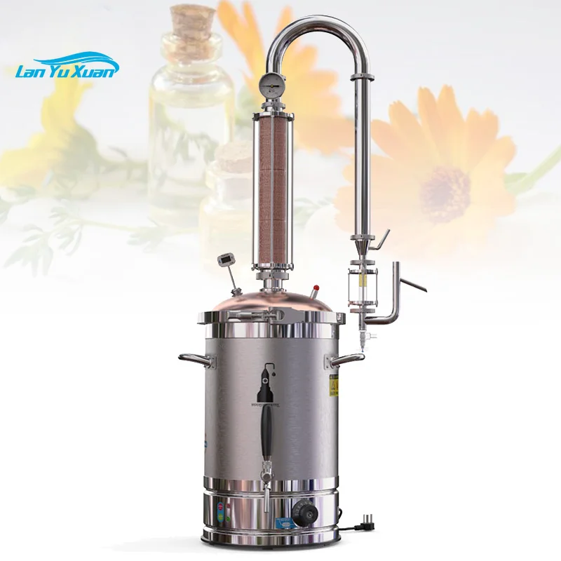 UDDW-20 30L Eucalyptus Citronella Grass Rose Lemon Lavender Hydrosol Essential Oil Distillation Extraction Machine For Home