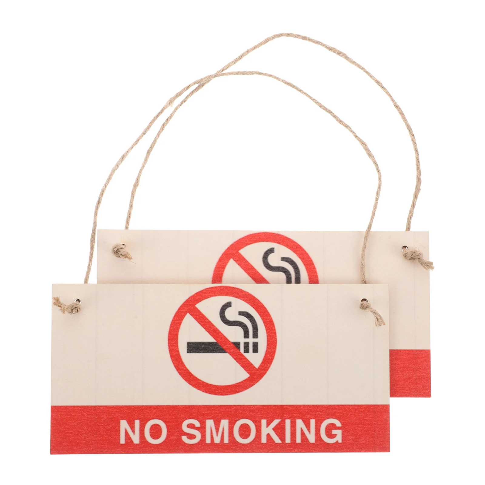 2Pcs No Smoking Sign Wooden Decorative Hanging Notice Clear Office Business Indoor Outdoor Label No Smoking Sign