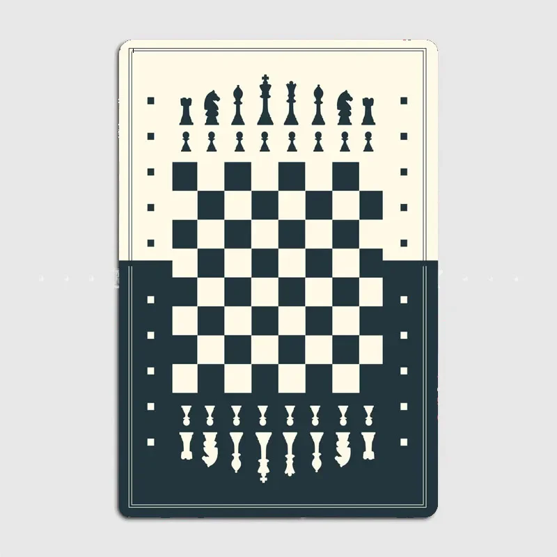 Modern Chess Board  High Quality Metal Plaque with Modern Aesthetic Art for Room and Bar Decor，Vintage  Wall Decor Craft Gift