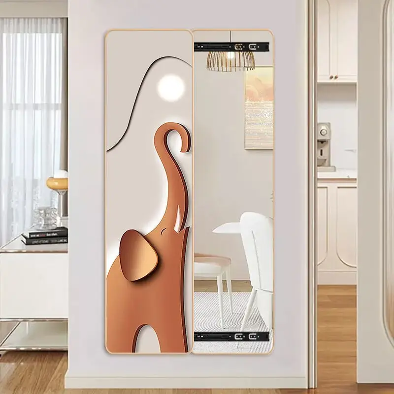 

Wall invisible sliding bedroom full-length mirror porch corridor fitting decorative mirror painting Internet celebrities