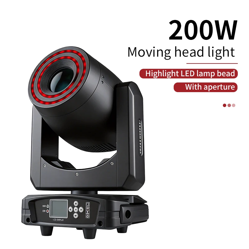 

Новая светодиодная вращающаяся головка-прожектор мощностью 200 Вт с эффектом узорчатого луча, апертурой и бипризменным эффектом, поддерживает управление DMX, подходит для дискотек.