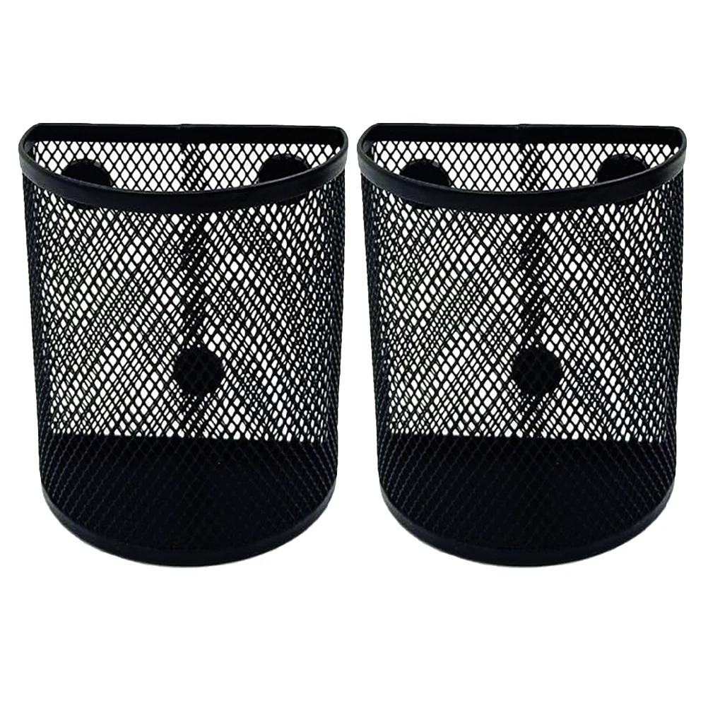 

2Pcs Magnetic Pen Holder Set Iron Mesh Black Pencil Container Office School Desktop Organizer Storage Solution Gift