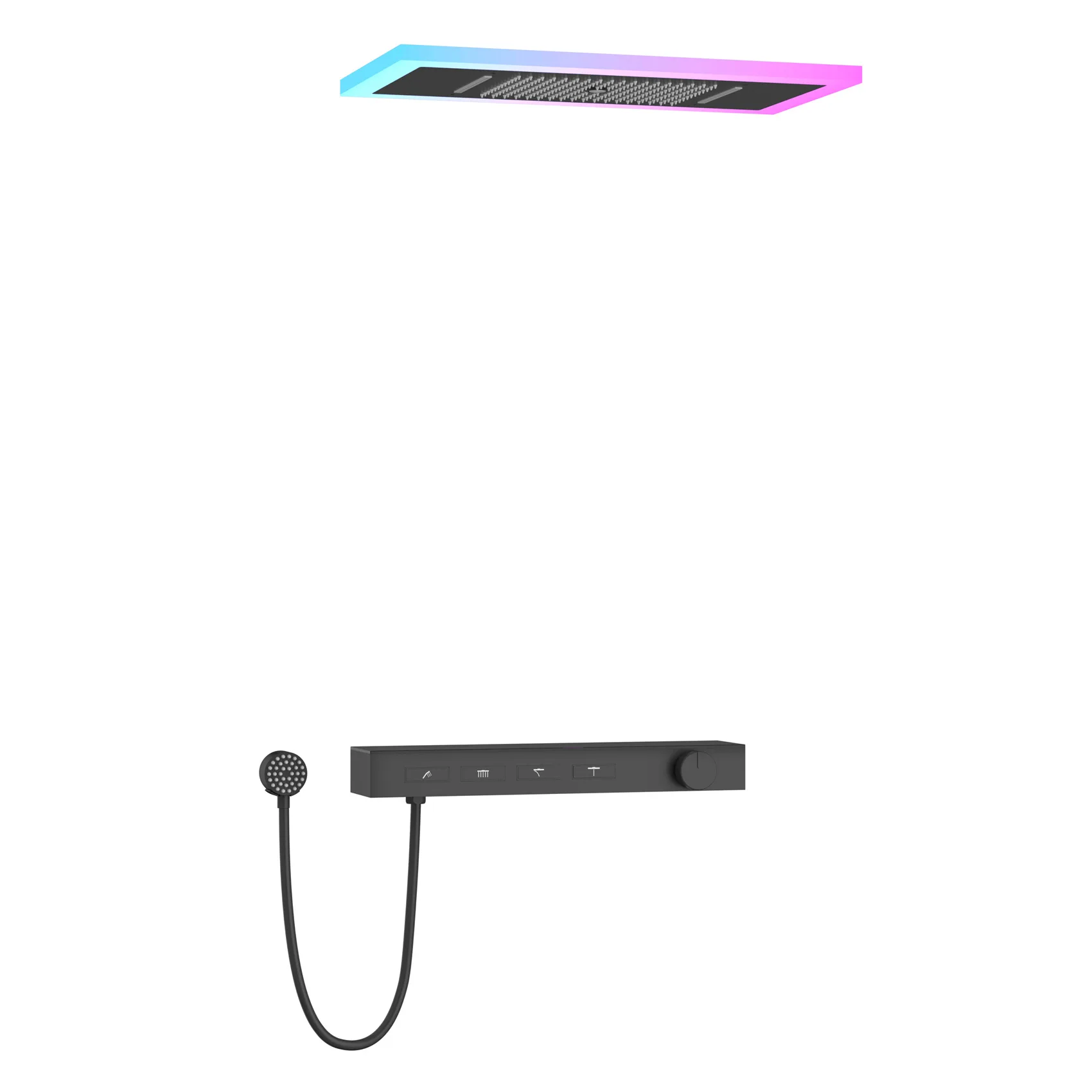 

Bathroom Brushed Rose Gold Concealed Shower Set Sky Screen Luxury Ambient Light Multifunctional Shower Shower Set