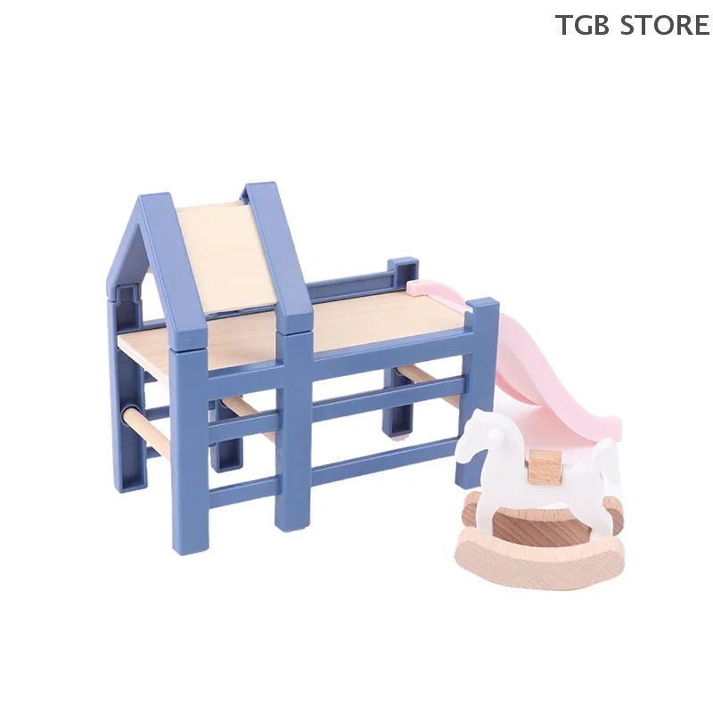 1/12 Baby Bedroom Slide/Trojan Horse/Table/ Dining Chair/Bed Furniture Dollhouse Accessories For Kids Pretend Play Toy