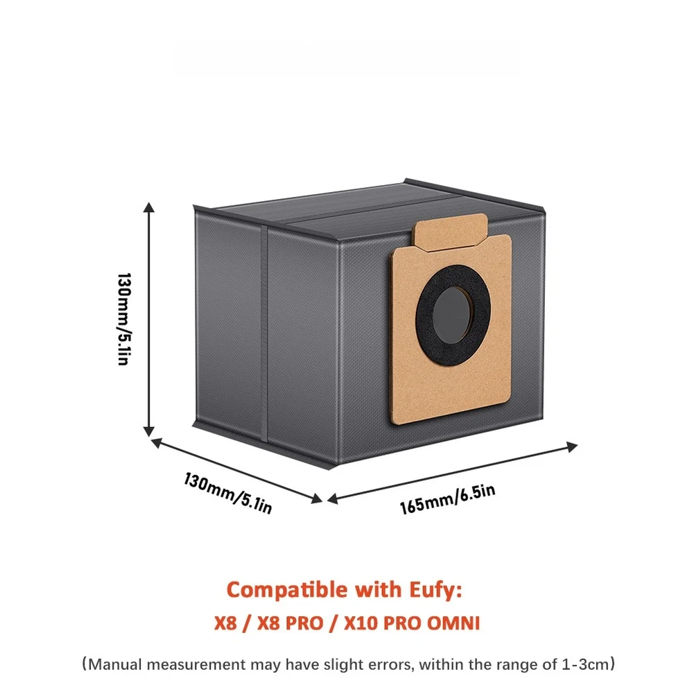 Grey Robot Vacuum Dust Bags Self-emptying Station Bags Multi-layer Non-woven Fabric Fine-particle Interception
