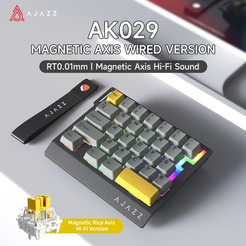 

Ajazz Ak029 одноручная проводная магнитная ось, 29 клавиш, игра для киберспорта, проводная маленькая клавиатура с низкой задержкой для мальчиков, рождественские подарки