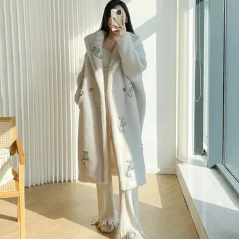 Giacche finte per le donne 2023 New MAX ippocampo Teddy Bear Coat capispalla di media lunghezza da donna Alpaca Fur Silhouette cappotti di pelliccia da donna