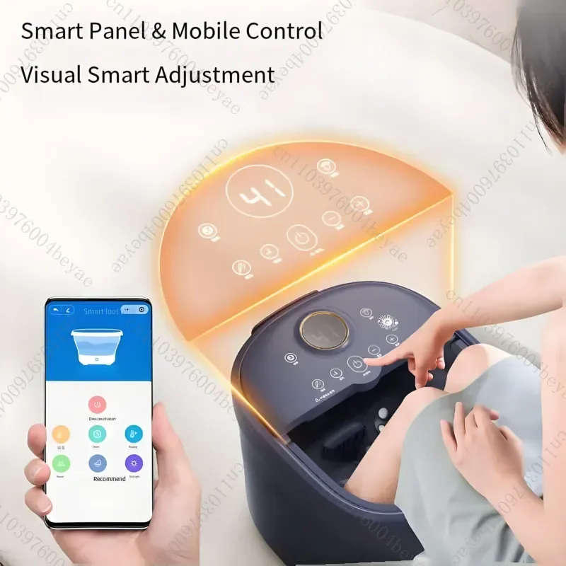 Electric foot spa with hot rolling massage function, thermostatic foot bath with wheels, suitable for family relaxation