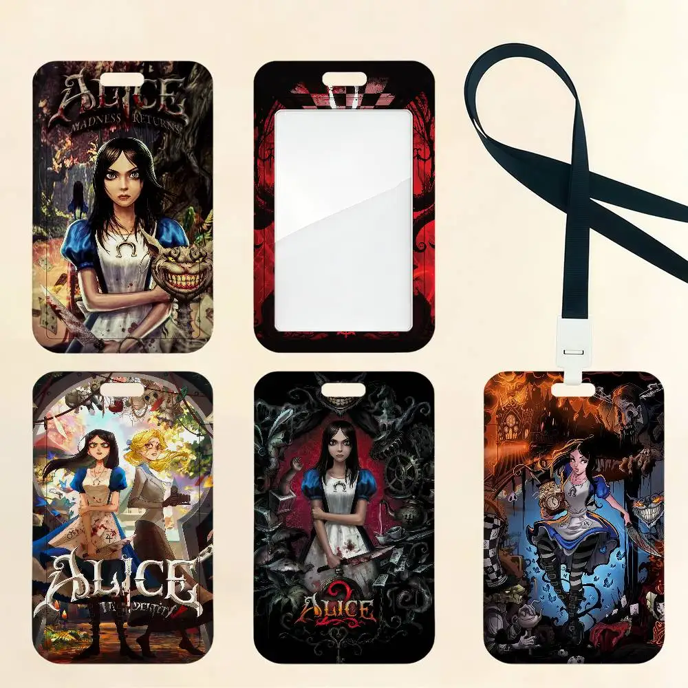 Game A-Alice M-Madness R-Returns Card Holder Cardcase Bus Subway Work Permit Student Lanyard Neck Straps Badge Holder