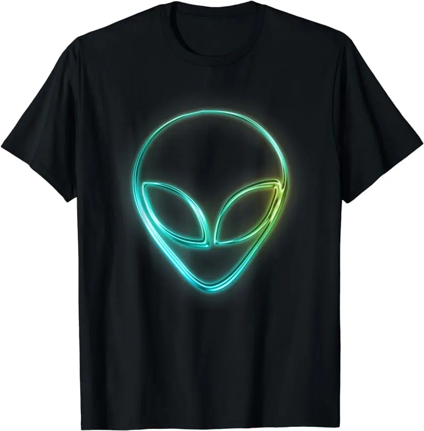 Alien Head Space Rave EDM Music Alien T-Shirt Funny Gift Tee Graphic Custom Printed Tops TShirts Cotton Men Clothing