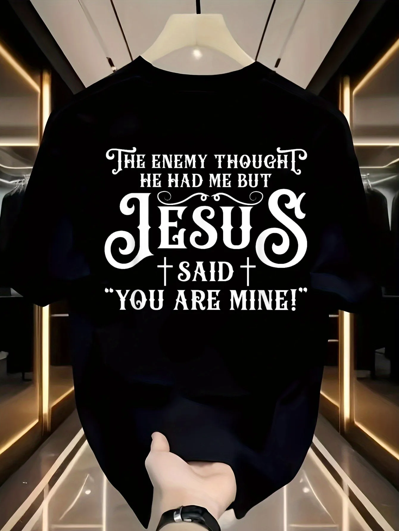 Summer New Style Men'S Loose Trendy Multi-Purpose Round Neck T-Shirt Men'S Crew Neck Christian Faith Graphic T-Shirt Religious Text Design Casual Loose Fit All Season Wear