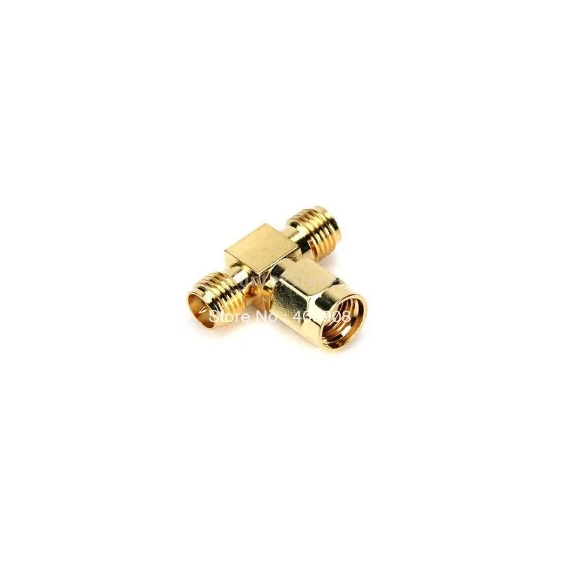 Golden SMA Female to Dual RP-SMA Dual Male Jack RF Adapter T Connector