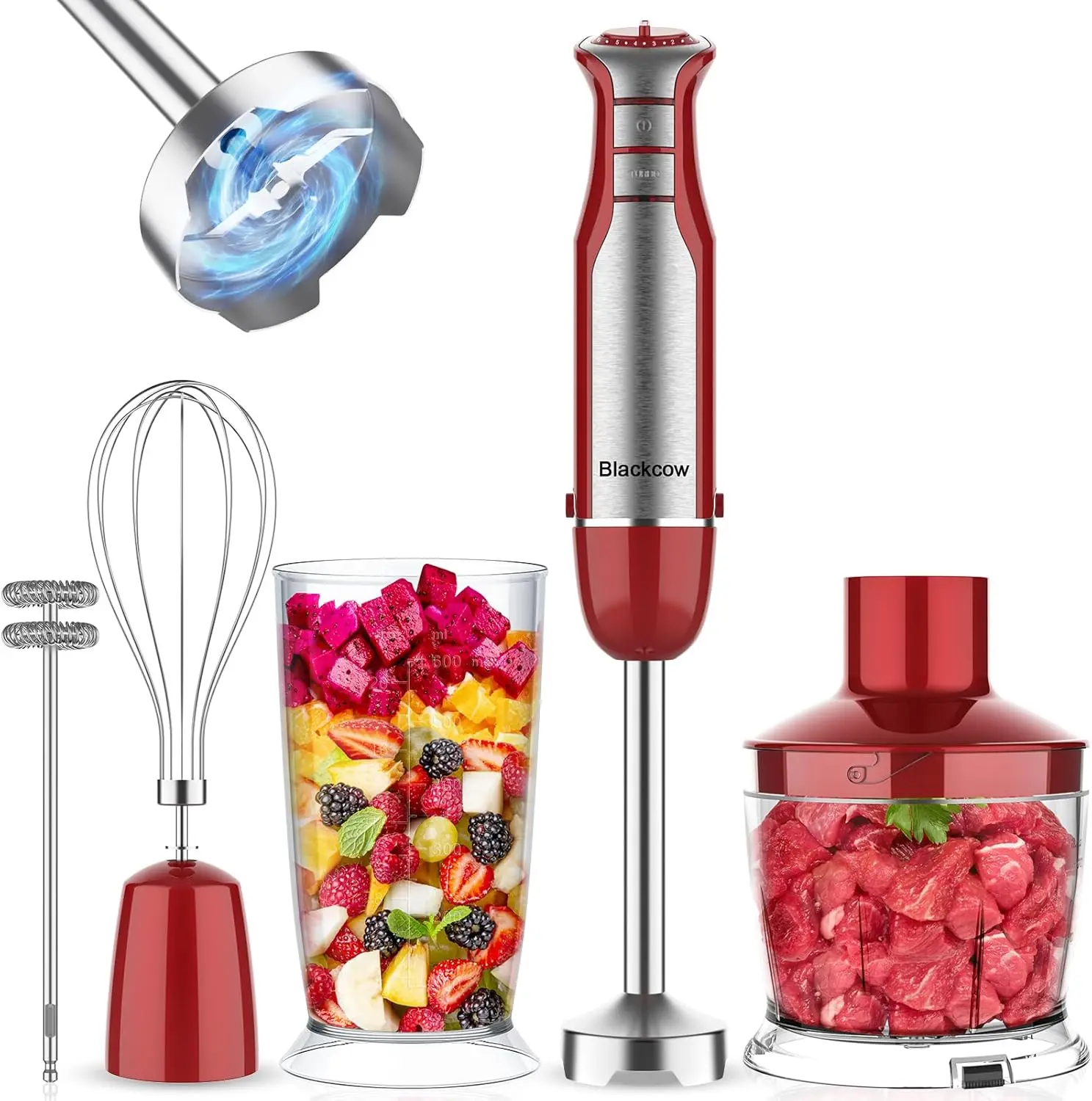

Immersion Blender Handheld for Kitchen,Emulsion Blender Handheld,6 Speed Electric Hand Mixer with BPA Free Attachments