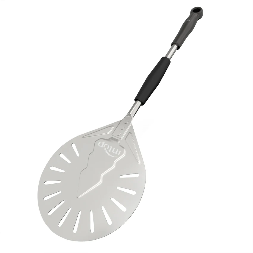 8inch Perforated Small Pizza Turning Peel Turner Stainless Steel with Retractable Handle Pizza Oven Accessories