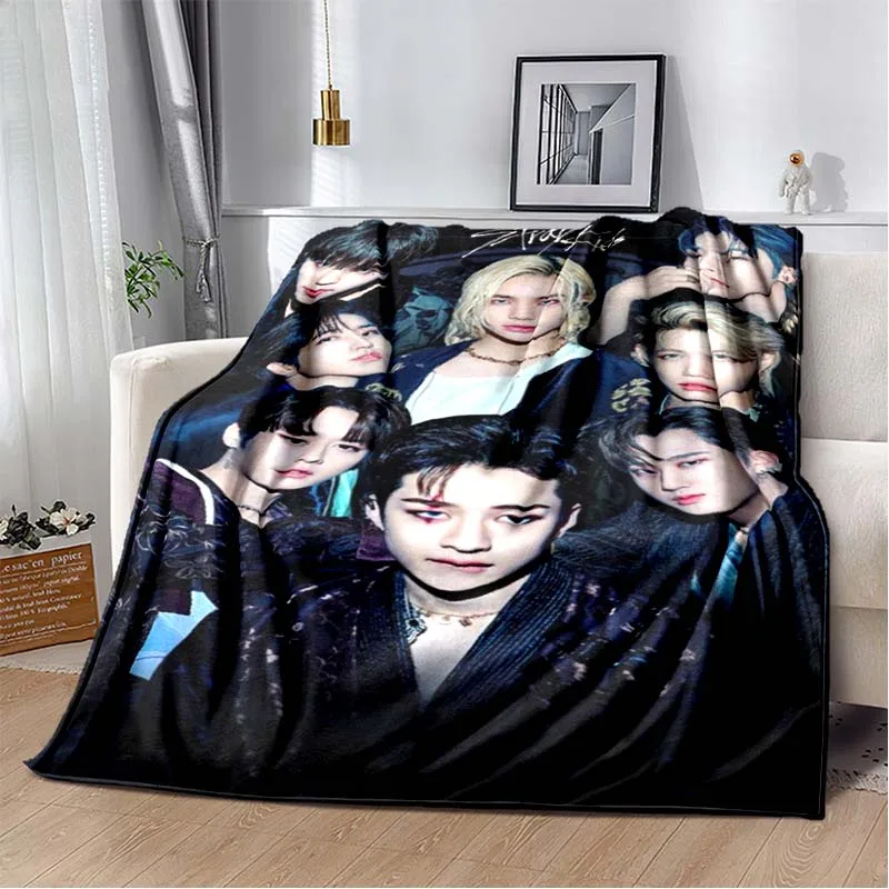 2025 New K-KPOP Boys S-Stray Kids Printed Plush Sofa Bed Warm and Comfortable Portable Flannel Picnic Gift Soft Blanket Gift