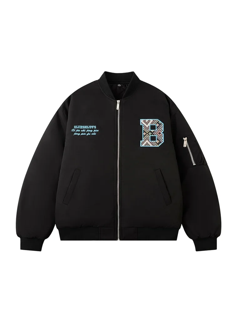 

Модная куртка-бомбер, мужская винтажная куртка-пилот с вышивкой, женская дизайнерская куртка с буквами, повседневная парка, пальто с капюшоном в стиле Харадзюку, осень-зима