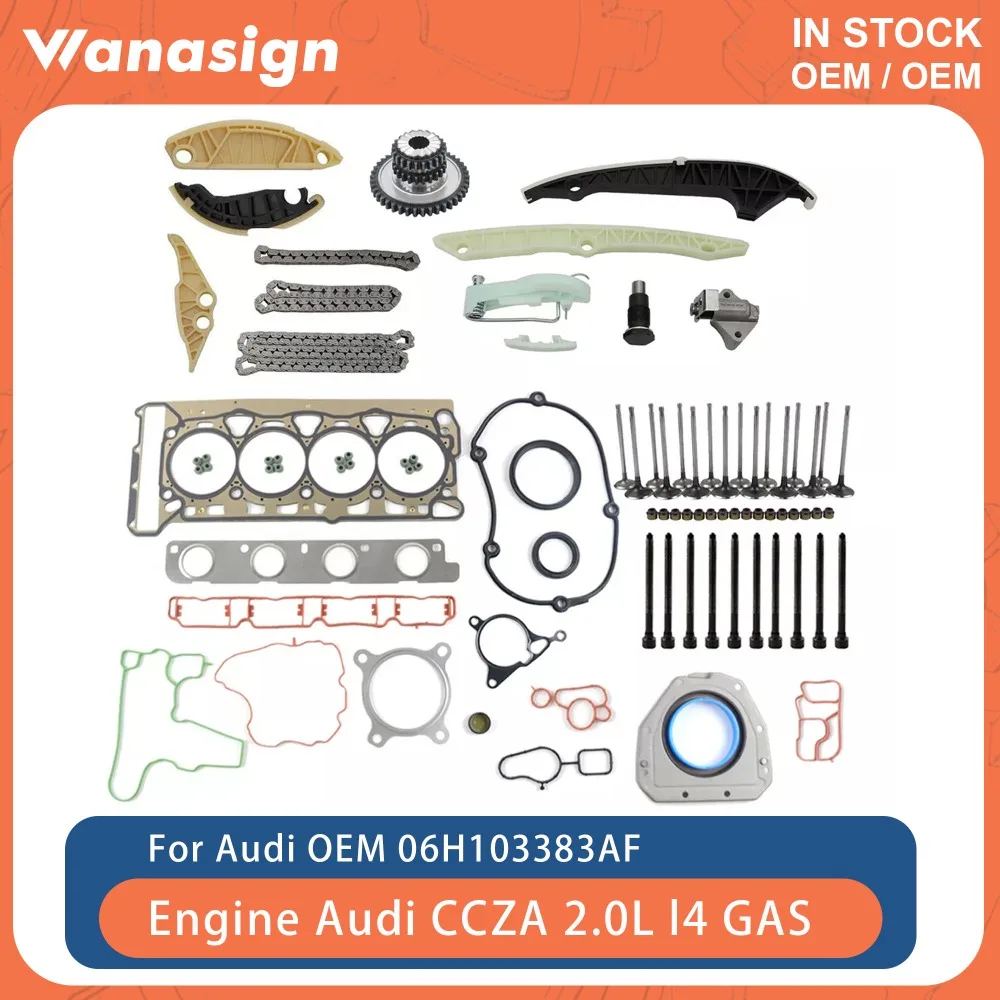 

Engine Full Gasket Set Timing Chain Kit Fit 2.0 L For Audi A3 A4 A5 A6 GTI Volkswagen TFSI Jetta GTI CCTA CCZA EA888 2.0L l4 GAS