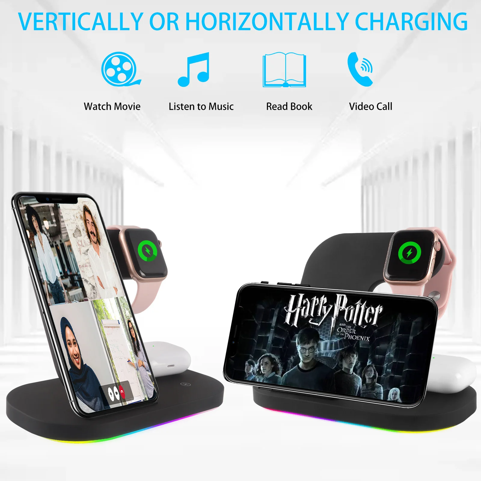 

Gy-z7s Three-in-one Wireless Charger 15W Qi standard Stand Portable Wireless Charger For Sumsung IPhone 13 12 11 IWatch Airpods