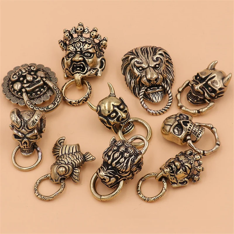 1 x Brass Japan demon devil conchos screwback material animal head design leather bag wallet chain button rivet O-ring connector