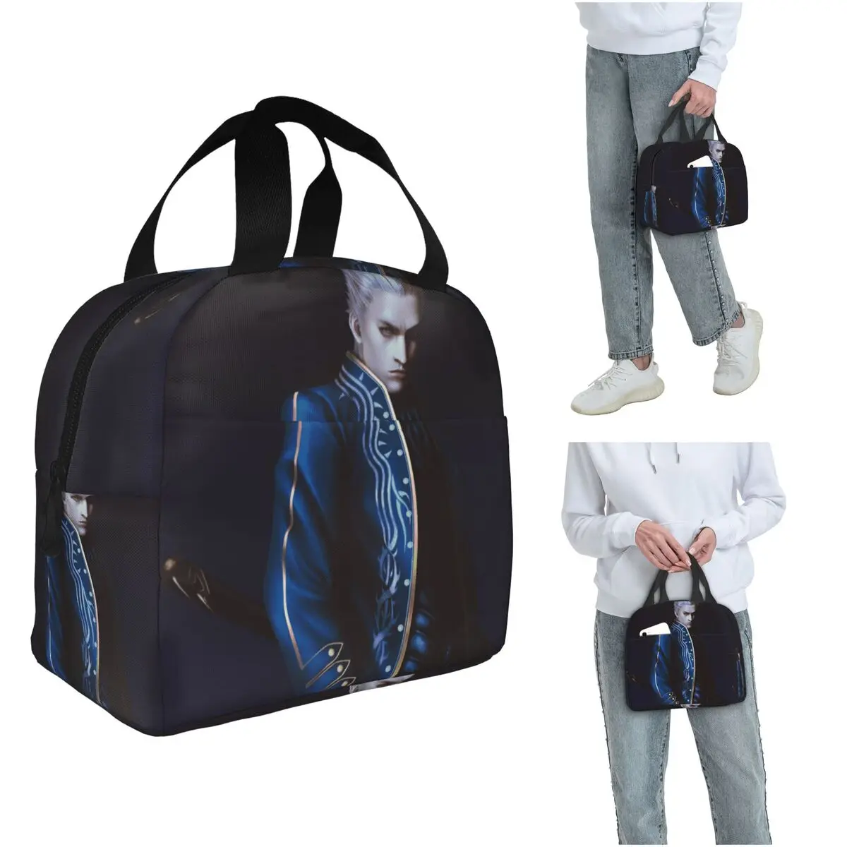 Vergil From The Devil May Cry Series Insulated Lunch Bag for Women Children Portable Food Boxes Thermal Lunch Box Tote